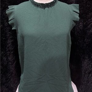 Elegant Green Ruffle Sleeveless Top